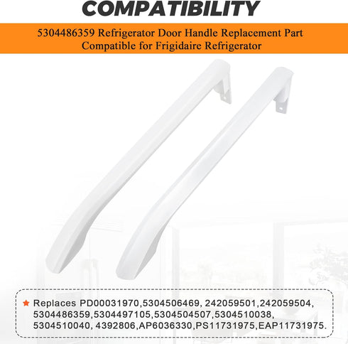 Blutoget 5304486359 5304506469 Refrigerator Door Handle 2Pack, Fit for Frigidaire Refrigerator Models FFTR1814QW4A,