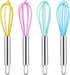 4 Pack Colorful Mini Silicone Kitchen Whisks, Stainless Steel Handles for Milk Egg Blending, 6 Inches