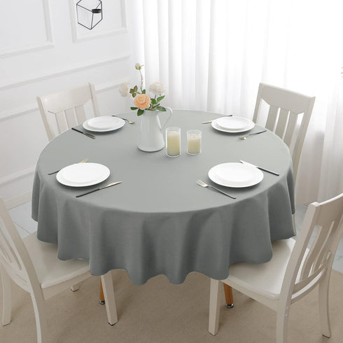 Romanstile Round Waterproof Tablecloth, Stain Resistant Washable Table Covers, Light Grey, 70 Inch