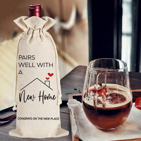 Pairs Well with A New Home Wine Gift Bag, Funny Housewarming Gift for Hostess, Realtor Clients, 5