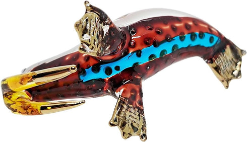 Tiny 2" Brown Blue Gold Lift Head Walrus Seal Sea Lion, Miniature Hand Blown Glass Animal