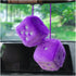 Pair of Retro 3 inch Fuzzy Plush Dice with Dots, Car Mirror Hanging Decoration, Purple