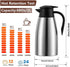 68 Oz Insulated Thermal Coffee Carafe, Stainless Steel Double Walled Vacuum Thermos for Hot Beverages, Silver