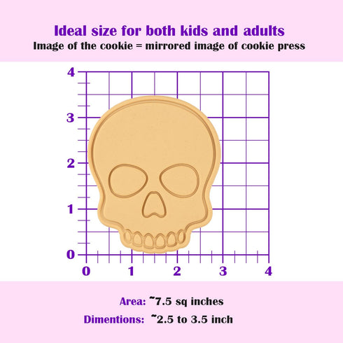 Skull Cookie Cutter, Halloween Series, Fan Art, Dishwasher Safe, 15mm Deep, Storage Clip