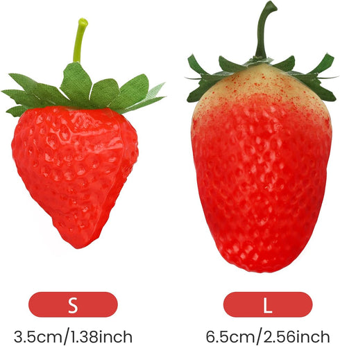 RONRONS 20 Pieces Artificial Strawberry - Lifelike Fruit Plastic Strawberries, Photography Prop, Home Kitchen Ornament