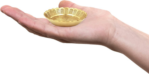 Shubhkart Solid Brass Nakshi Plate Set for Puja, Decoration & Diwali Gifting, Small 7 cm, Pack of 3