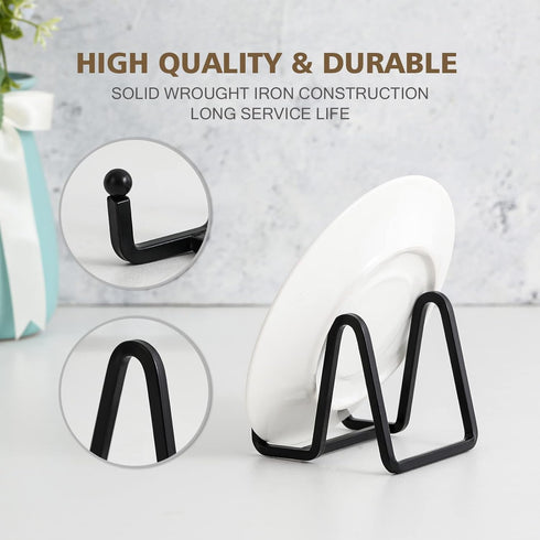Plate Holder Easel Display Stand - 3 inch Metal Plate Stands for Display - Tabletop Picture Stand - Black Iron Easels for Display Pictures | Photo Frames | Book | Decorative Plates | Plaque - 2 Pack