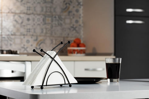 Stainless Steel Napkin Holder for Tables, Modern Matte Black Napkin Holder for Kitchen and Cocktail Tables