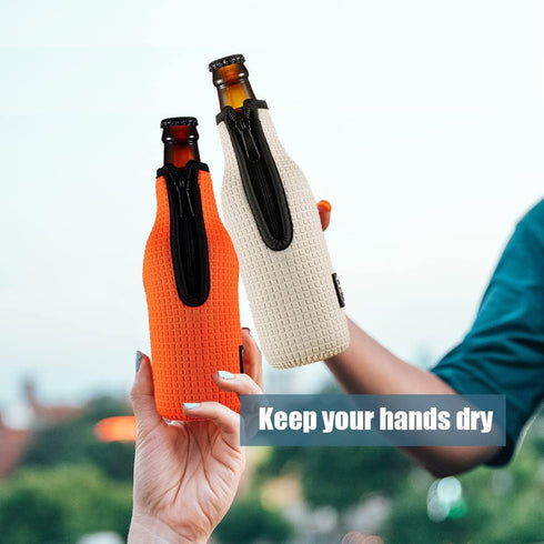 12oz 330ml 4PC Pack Beer Sleeve Insulators Standard Bottle Cooler Covers Zip-up Jacket Holder Non-slip Thick Neoprene