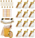 Rormket 12 Pack 4oz Glass Hexagon Honey Jars Golden Lids - Extra Wooden