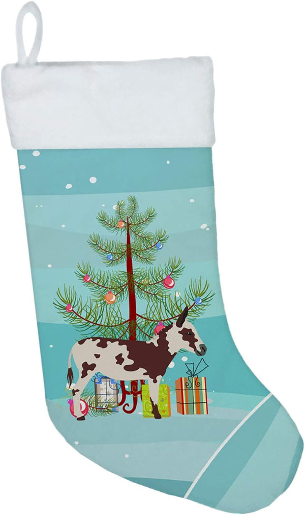 Caroline's Treasures BB9218CS American Spotted Donkey Christmas Stocking, Teal Fireplace Hanging Stockings for Holiday