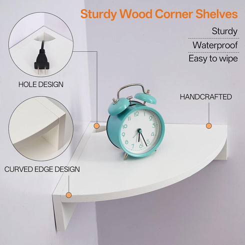 3 3 Pack Floating Corner Shelves, Tier Corner Shelf Wall Mount with Wire Hole Corner Display Wall Shelf for Bathroom
