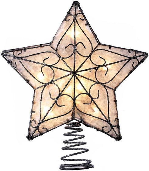 Kurt Adler UL 10-Light Metal Trimmed Capiz Inspired Star Treetop