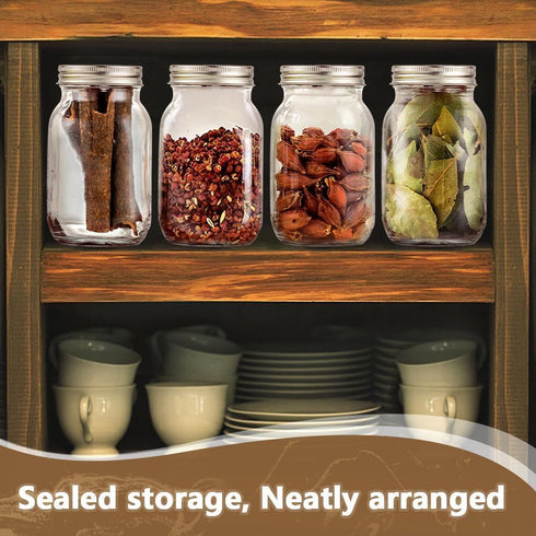 Leaflai 2 Pack 16oz Glass Mason Jars with Airtight Lids - Regular Mouth Canning Jars for Jam, Honey, Jelly, Pickling