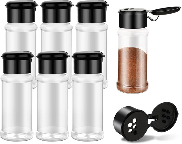 6 Pcs Plastic Spice Jars with Shaker Lids, 3 oz Clear Seasoning Containers for Spice Rack, Drawer, Cabinet