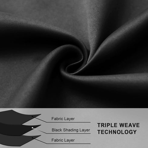 Soft Blackout French Door Curtains for Privacy, Block Out Light, Thermal Insulated Room Darkening, Easy Install (Black,