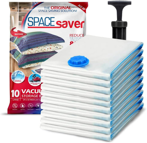 10 Pack Large Vacuum Storage Bags for Comforters, Blankets & Clothes, Vacuum Sealed Compression Bags
