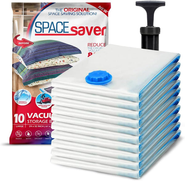 10 Pack Large Vacuum Storage Bags for Comforters, Blankets & Clothes, Vacuum Sealed Compression Bags