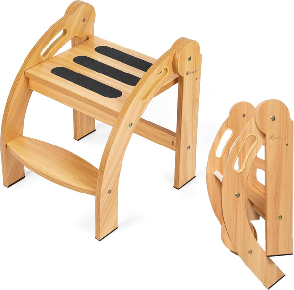 StrongTek Kids Step Stool with Handrails, Foldable Safety Stool, Wide Non-Slip Surface,