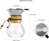Pour Over Coffee Maker with Stainless Steel Filter, Borosilicate Glass Carafe, Modern Wooden Collar