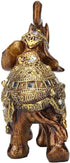 Golden Elephant Statue - Resin & Wood Grain Collectible Figurine, Feng Shui Lucky Sculpture for Home TV Cabinet
