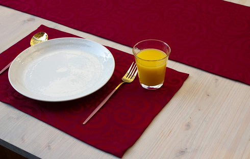 Akutana 120 inch, Red Table Runner Cranberry Damask Dresser Scarf, Outdoor Coffee Table Runner, Burgundy Jacquard