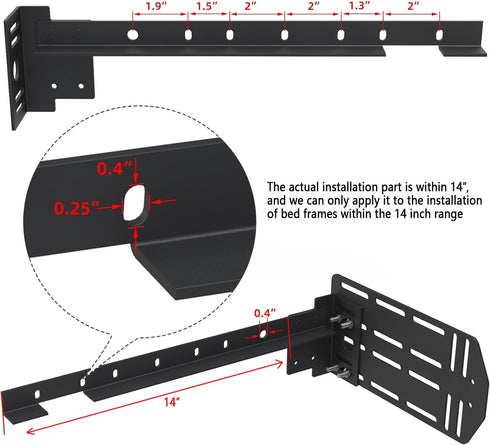 Bed Frame Footboard Extension Brackets Set - Attachment Kit for Twin, Full, Queen, or King Size Beds