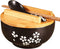 WHJY Black Ceramic Bowl with Lid, Spoon, and Chopsticks for Soup, Rice, Noodles, Japanese Traditional Style Tableware