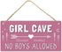 Girl Cave Sign, Teen Girls Room Decor, 12 * 6 Wall Hanging Decoration, Girls Only No Boys Allowed for Bedroom