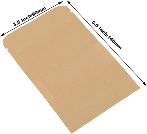 SHEUTSAN 500 Pack Kraft Bags with Window, 3.5 x 5.5 Inches, Resealable Ziplock Storage Pouches for Home and Business
