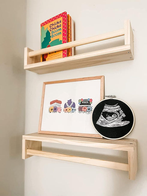 Gneric 15.7 inch Rack(2 Pack) Floating Shelves for Wall, Burlywood Nursery Book Shelves, Kids Bookshelf, Wall Shelves