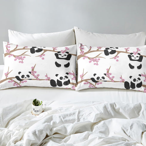 Set Set Erosebridal Kids Panda Fitted Sheet Cherry Blossoms Sheet Full Size Cute Animal Bedding for Boys Girls Teens