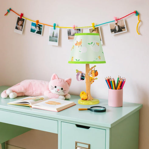 HERBESTBAY 16 Inch Bulb, Table Lamp for Kids, Cute Chicken Bedside Lamp with LED Animal Resin Desk Lamp for Boys Girls