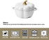 Pumpkin Bowl Set with Lid and Handle, 14 Oz Ceramic Ramekins for Baking, Oven Safe (White)