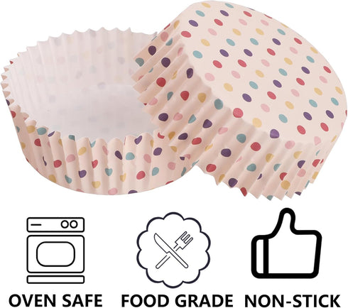 YOUEON 600 Pcs Jumbo Cupcake Liners, 3.5 In Greaseproof, 6 Oz Large Non-Stick Paper Baking Cups, 3 Pattern
