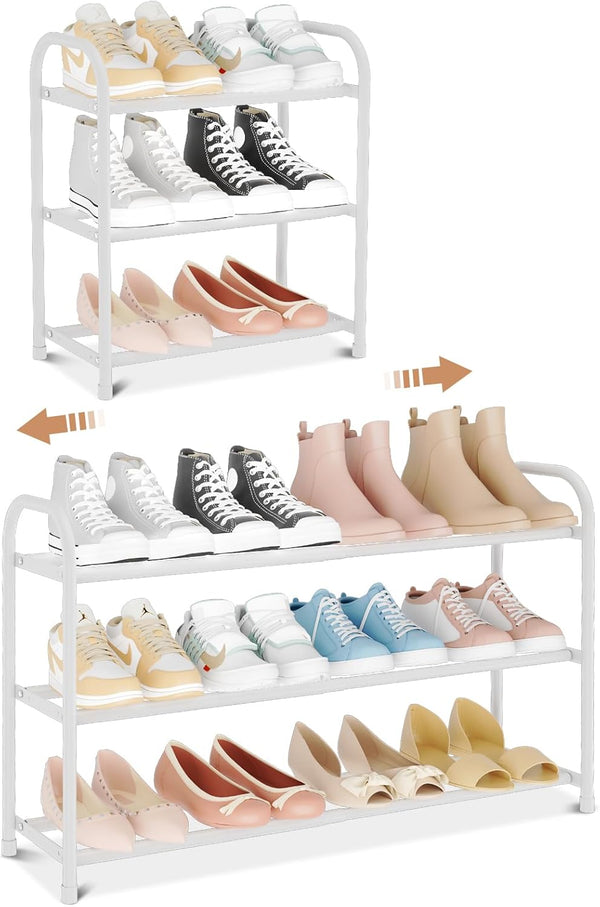 Expandable Shoe Rack Small Shoe Shelf Storage for 12 Pair Sneaker and