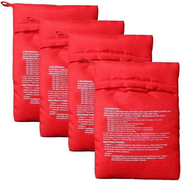 VASANA 4Pcs Reusable Microwave Potato Bags Baking Potato Cooker Pouch Corn Baked Pouch