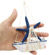 4PCS Sailboat Set, 4.4 6.8 Inch TIHOOD Mini Model Decoration Wooden Miniature Sailing Boat Home Decor Beach Nautical