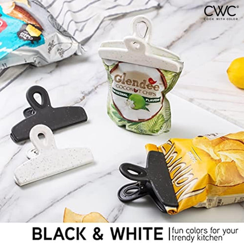 COOK WITH COLOR Set of Eight Large Heavy Duty Bag Clips, 5" Chip Bag Clips for Food Storage with Air Tight Seal