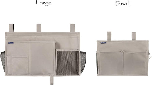 Surblue Bedside Caddy Hanging Organizer Storage Bag for Bunk and Hospital Beds, 4 Pockets and 2 Hooks (Gray)