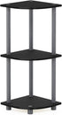 3-Tier Furinno TURN-N-TUBE Corner Shelf, Corner Bookshelf, Display Storage Shelves with Open Shelves, for Organization