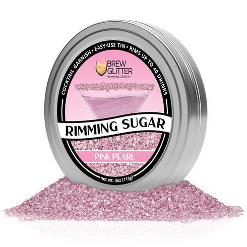 Rimming (4oz, 1x Brew Glitter - Pink Sugar Bar Tin) Cocktail Garnish for Mixed Drinks & Refreshments