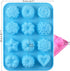 Newk Flower Heart Shape Chocolate Silicone Mold, 4 Packs 12 Cavity Candy Baking Mold for Parties, Festival and DIY