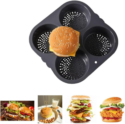 Silicone Hamburger Bun Pan, Multi Cavity Non-Stick Baking Mold for Making Buns, Household Baking Tool