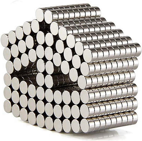 DIYMAG 200PCS Premium Brushed Nickel Refrigerator Magnets, Silver, 6X3 mm