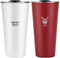 Swiss+Tech 16oz Stainless Steel Cups, 2 Pack Double Wall Pint Glasses, Insulated Tumbler with Lid (Red&White)