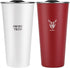 Swiss+Tech 16oz Stainless Steel Cups, 2 Pack Double Wall Pint Glasses, Insulated Tumbler with Lid (Red&White)