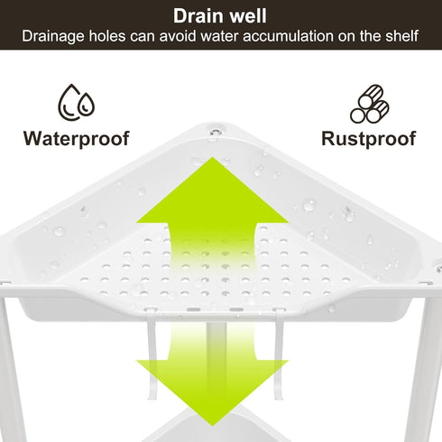 2 Orimade Rustproof Tier Floor Standing Corner Shower Caddy Organizer, Plastic Metal Splicing Floor Corner Shelf Rack