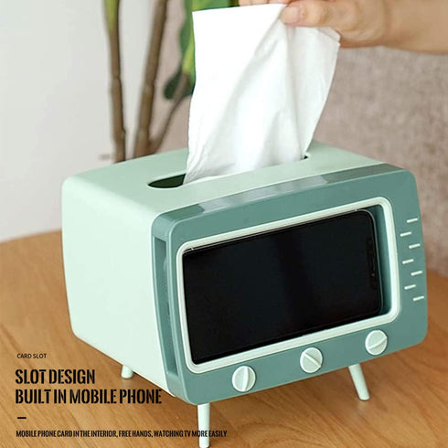 SGVAHY Retro TV Tissue Box Holder - Cute and Practical Cover, Cell Phone Holder for Bathroom, Kitchen, Bedroom (TV