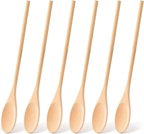 HANSGO 6PCS Wooden Spoons for Cooking - 12 Inch Long Handle Mixing Utensils for Stirring and Baking